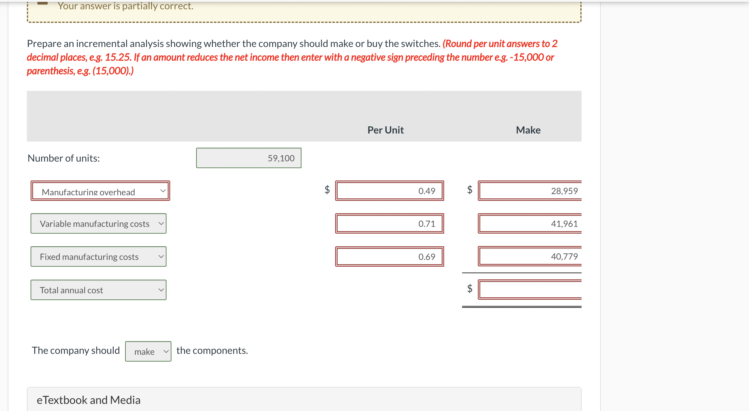 of its components. The costs of producing 59,100 switches for its generators