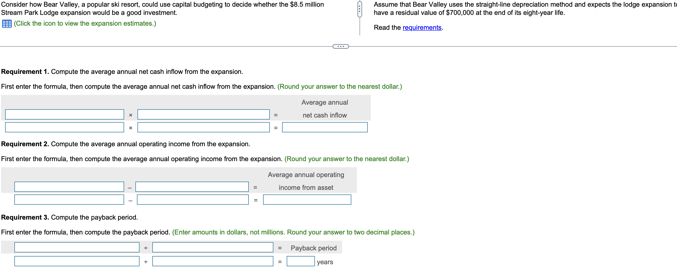 lodge expansion to have a residual value of $700,000 at the end