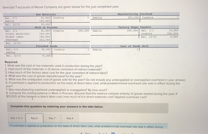  Specifically I need help with number 6,7, and 8 Selected T-accounts