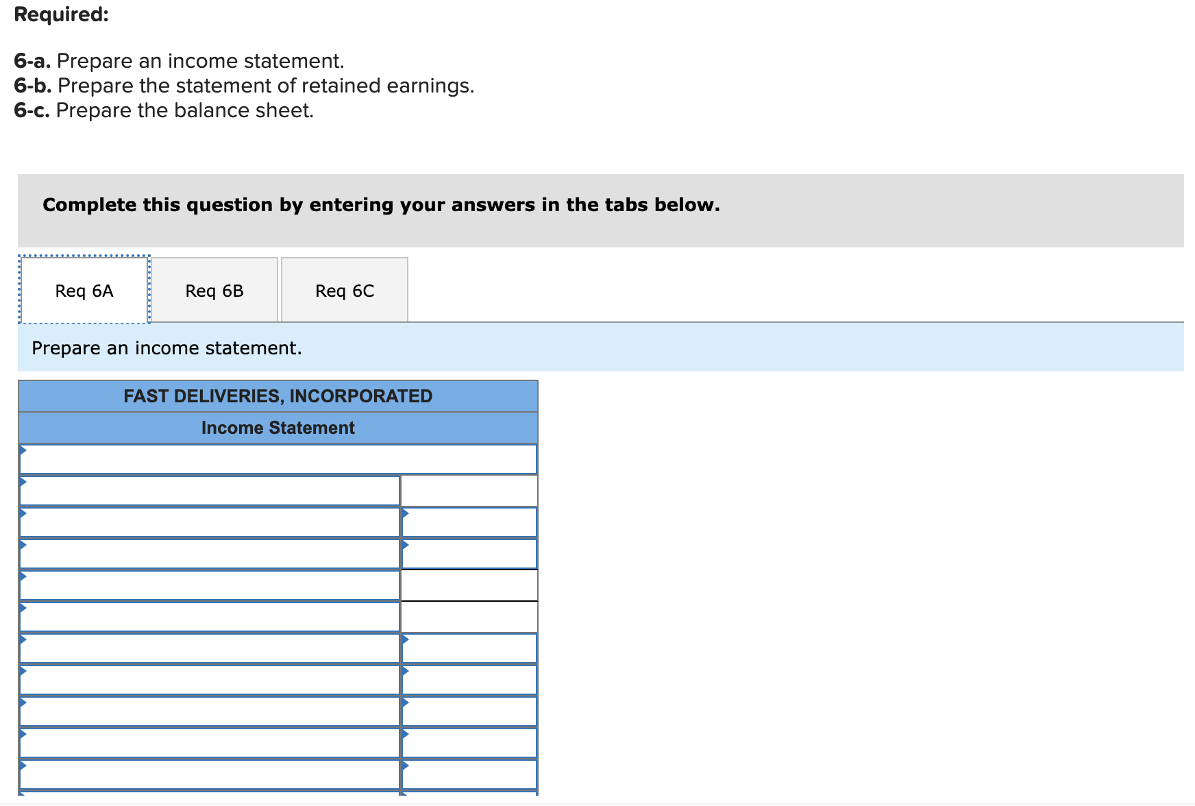 to the questions displayed below.] Fast Deliveries, Incorporated (FDI), was organized in