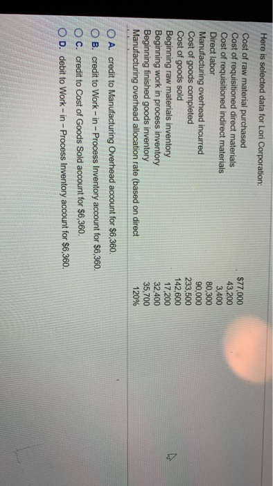  The journal entry to close manufacturing overhead would include a Here