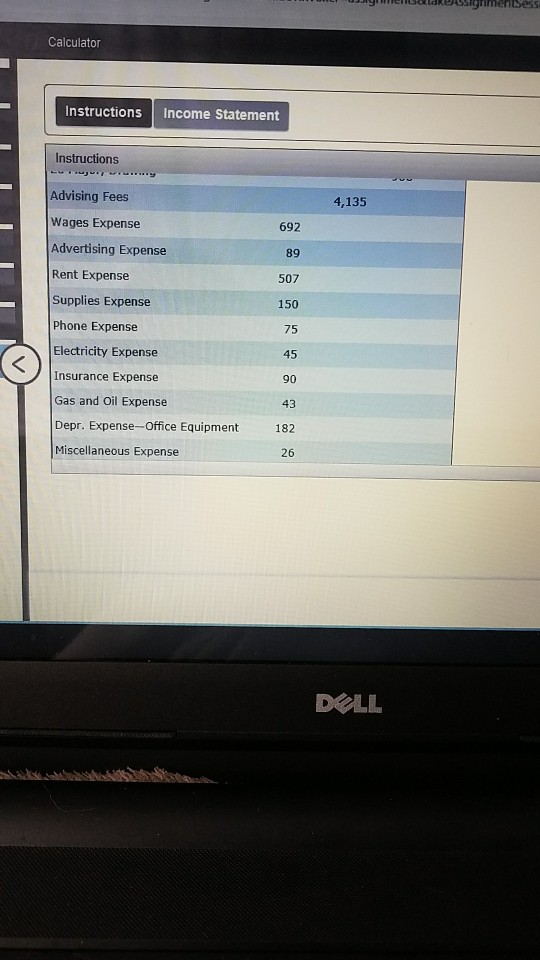 (Partial) For Month Ended January 31, 20 Income Statement Balance Sheet Account