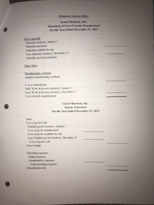 costs or period costs. Use the third column in the table provided