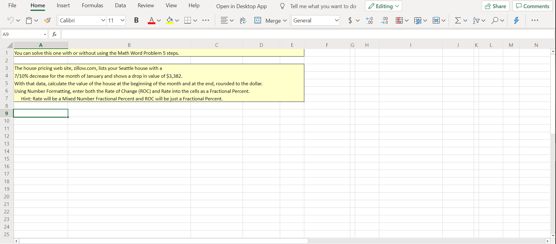 Formulas File Du A9 Home v $ Insert Calibri for Data