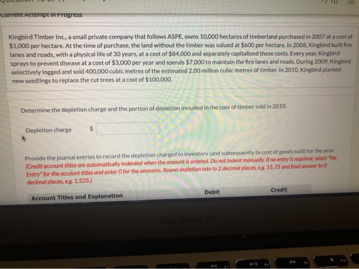 asap pls!! = Current Attempt in Progress Kingbird Timber Inc., a small
