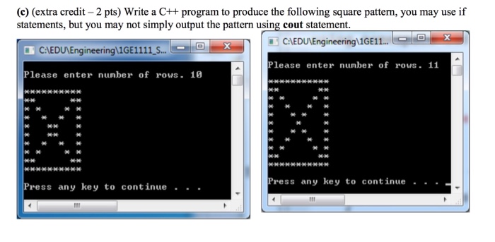  (c) (extra credit - 2 pts) Write a C++ program to