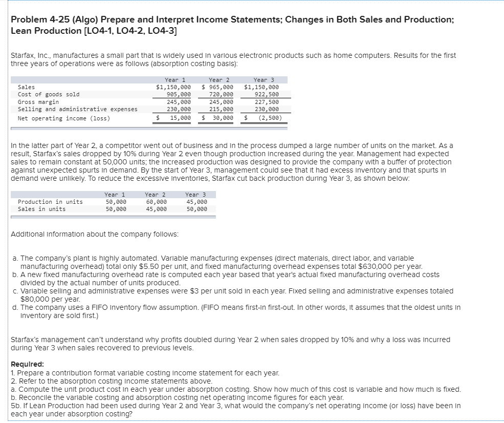  Problem 4-25 (Algo) Prepare and Interpret Income Statements; Changes in Both
