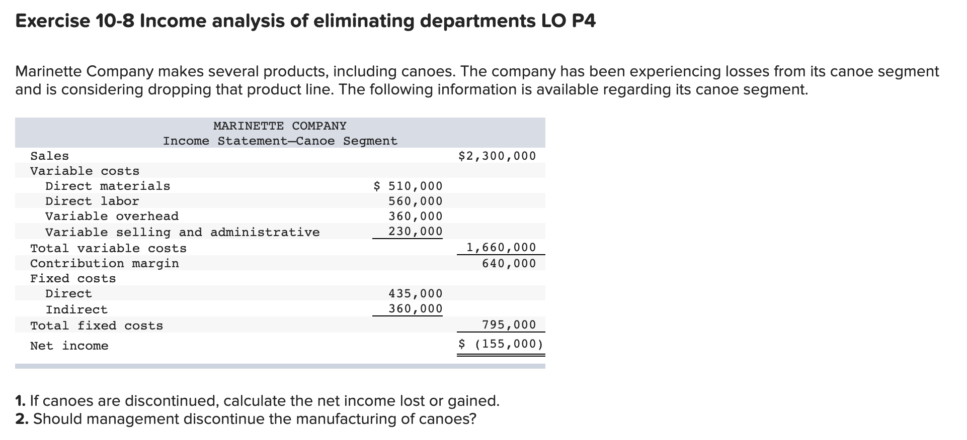 Can someone help me with this question please! Exercise 10-8 Income analysis