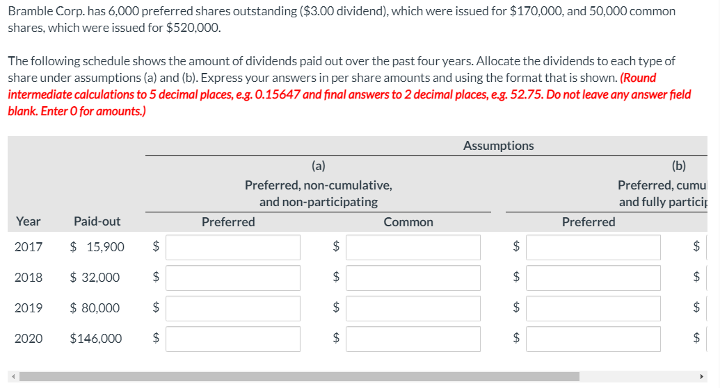 Right hand side Blank is Common Share Bramble Corp. has 6,000