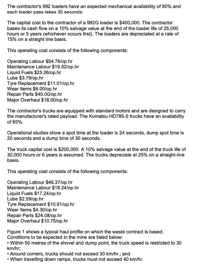 removal of waste from an open cut mine, at 2 million BCM