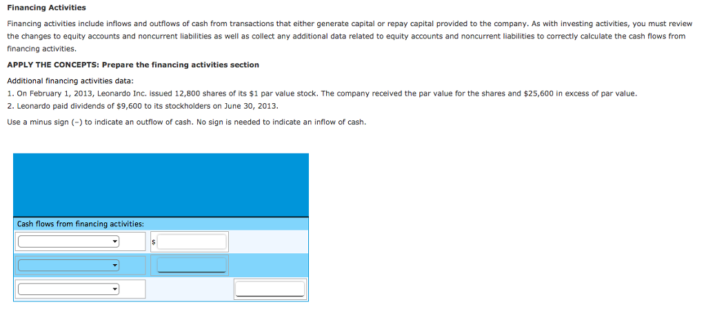 expense for the period. Complete the operating activities section of the statement
