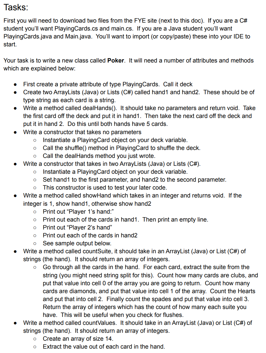 chegg but they don't seem to work. Main.java PlayingCards.java Introduction: To test