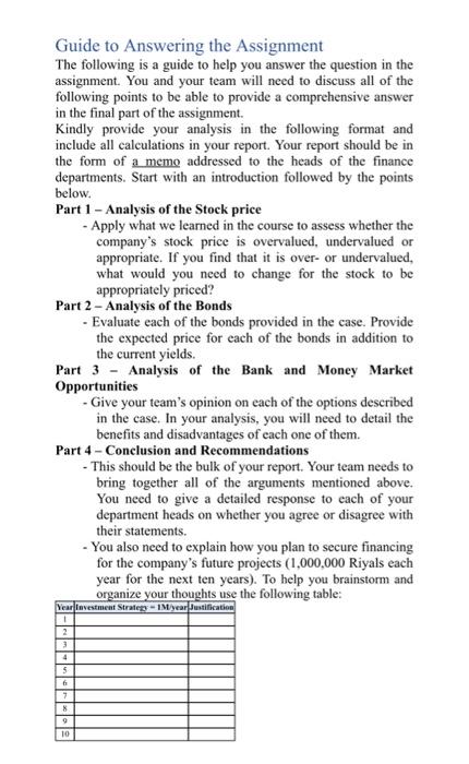  Guide to Answering the Assignment The following is a guide to