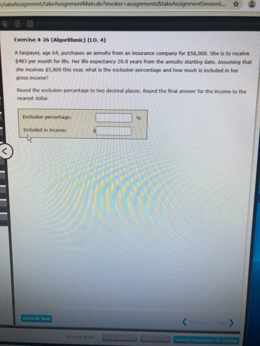  /takeAssignment/takeAssignment Main.do?invoker=assignments&takeAssignmentSession... Exercise 4-26 (Algorithmic) (LO.4) A taxpayer, age 64, purchases