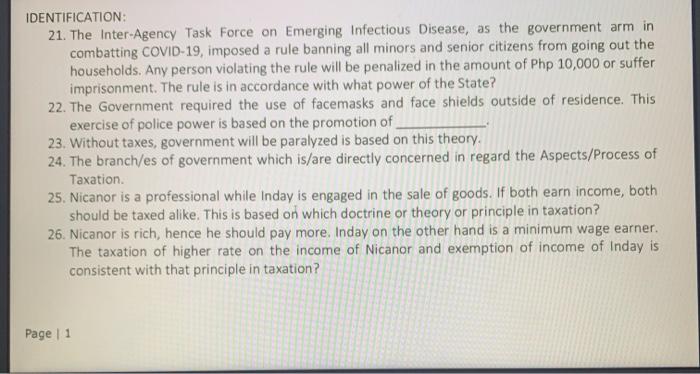  IDENTIFICATION: 21. The Inter-Agency Task Force on Emerging Infectious Disease, as