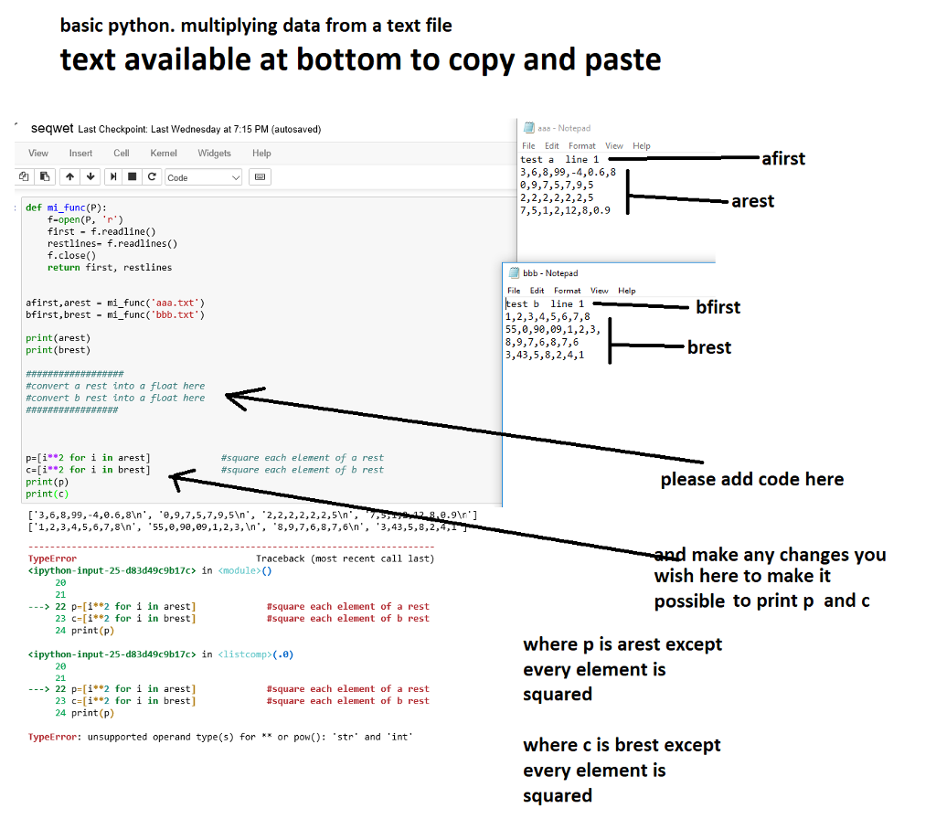  basic python. loading data from text files and squaring them ====================