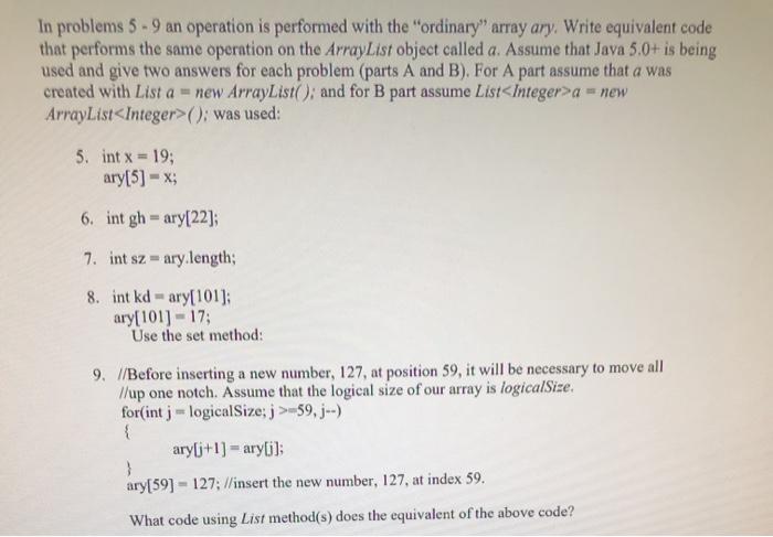  In problems 5 - 9 an operation is performed with the