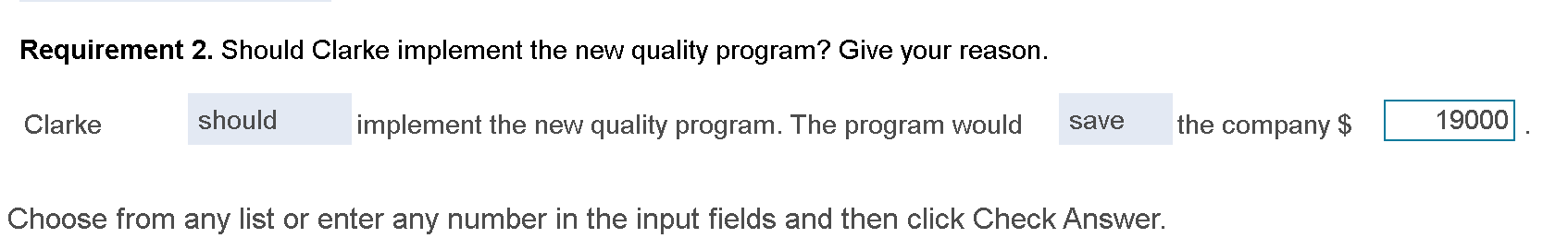 Requirement 2. Should Clarke implement the new quality program? Give your