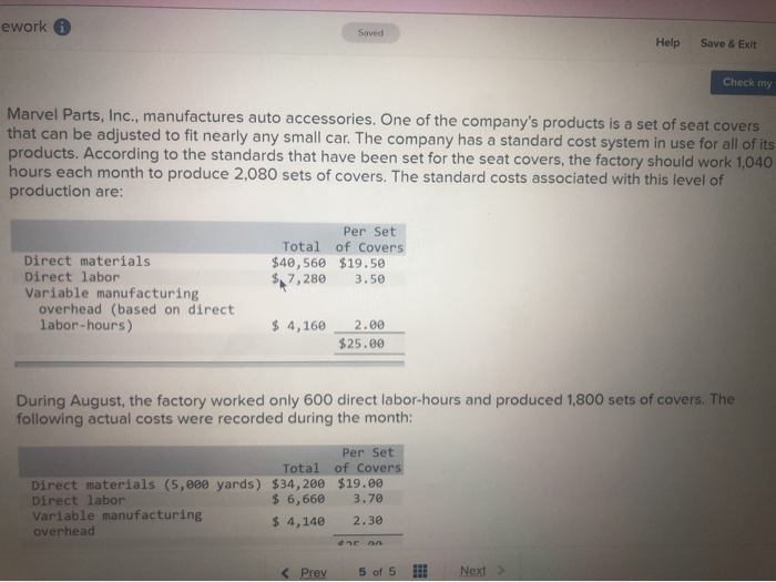  ework Saved Help Save & Exit Check my Marvel Parts, Inc.,