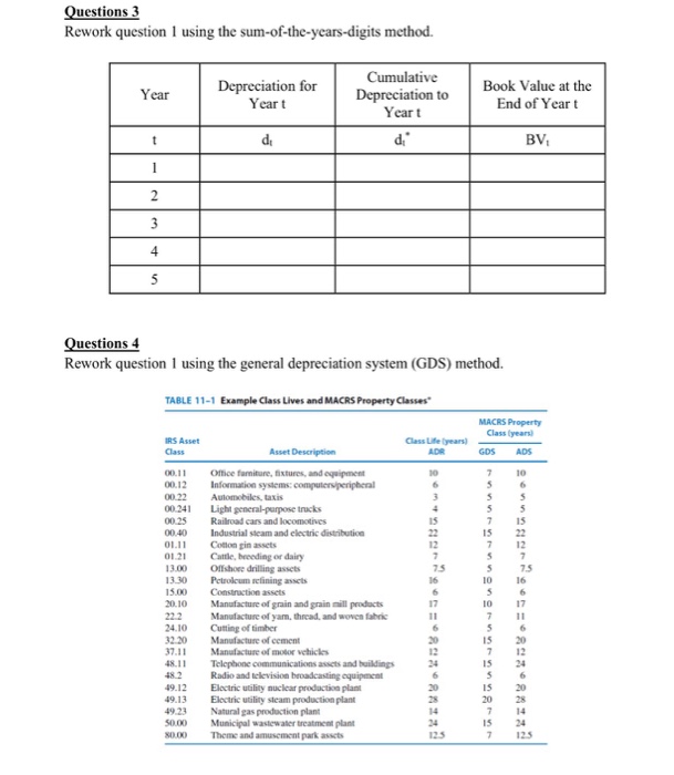  Questions 3 Rework question l using the sum-ofthe-years-digits method. Cumulative Book
