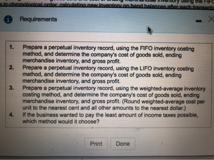  y using the FIFC s in chropoloaical ordec.calculating new inventory on