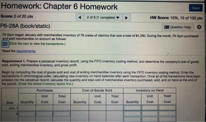 the FIFO inventory costing method, and determine the company's cost of goods