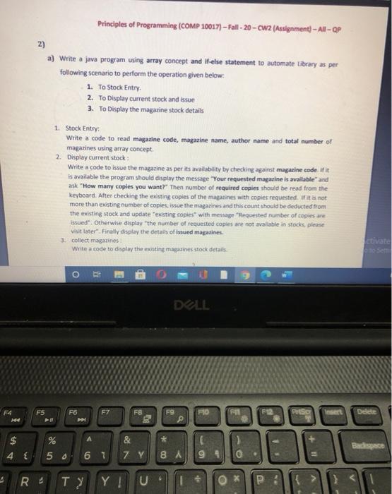  Principles of Programming (COMP 10017) Fall - 20- CW2 (Assignment) -