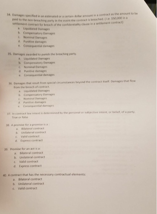  Damages specified a certain dollar amount in a contract as the