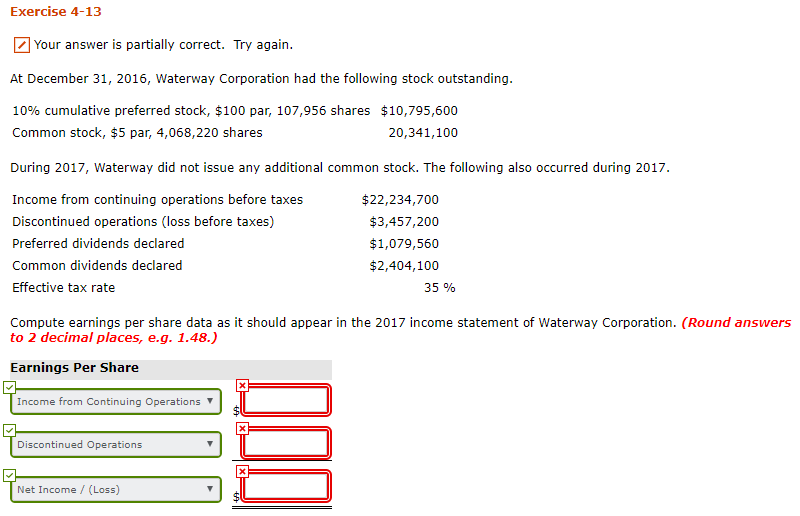  Exercise 4-13 Your answer is partially correct. Try again. At December