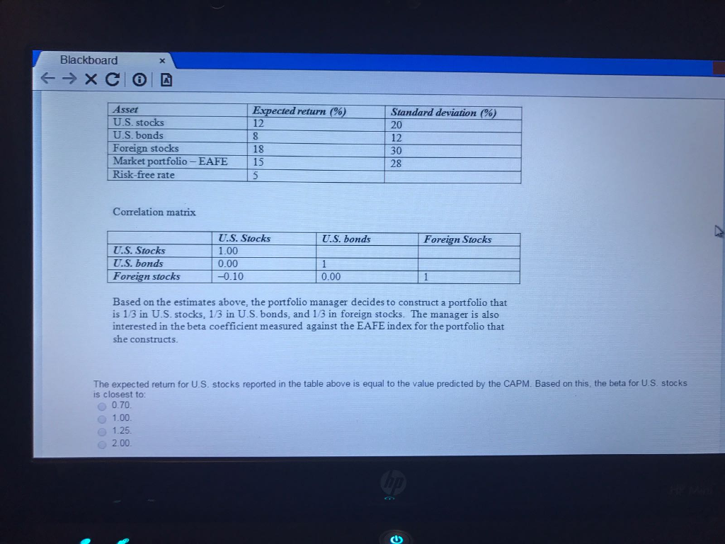 asset classes: U.S. stocks, U S bonds, and foreign stocks. The research