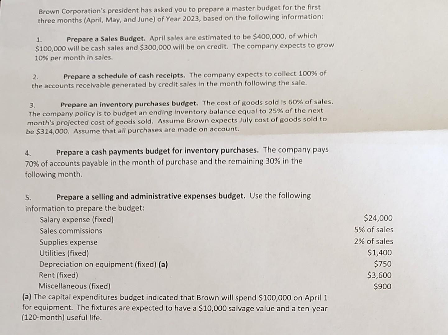 please help with questions 4 and 5. Prepare a cash payments