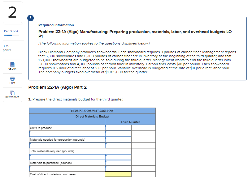 overhead budgets LO P1 [The following information applies to the questions displayed