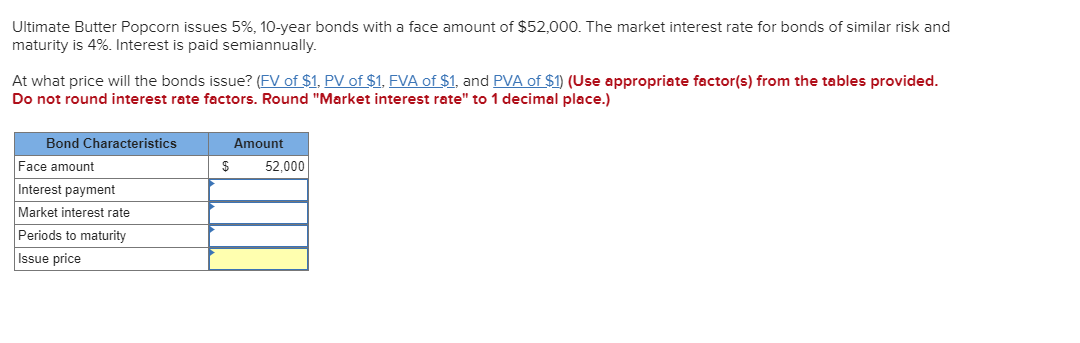 Ultimate Butter Popcorn issues 5%, 10-year bonds with a face amount
