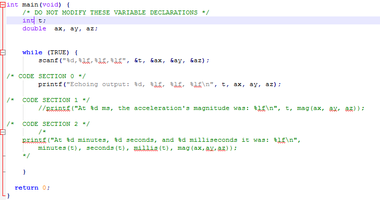 Modify the line in SECTION 0 so that the milliseconds are printed