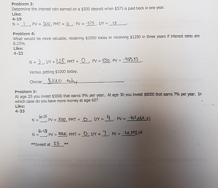  Problem 3: Determine the interest rate eamed on a $500 deposit