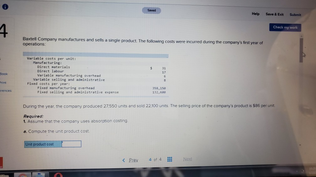 Saved Help Save & Exit Submit Check my work 1 Baxtell