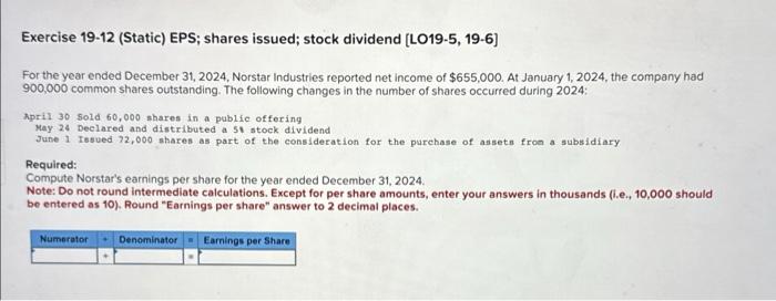  please help will give like 19.3 19.4 part 2 Exercise 19-12