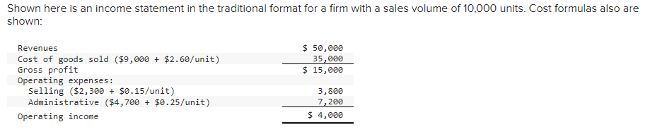Required: a. Prepare an income statement in the contribution margin format.