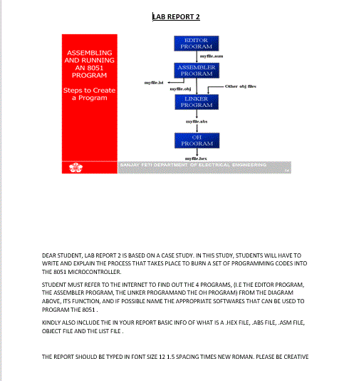  LAB REPORT 2 EDITOR PROGRAM ASSEMBLING AND RUNNING AN 8051 PROGRAM