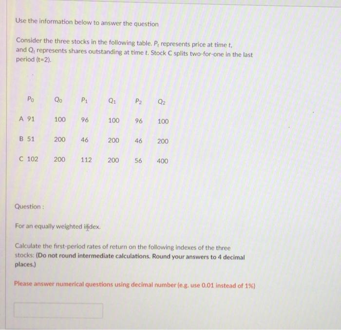  Use the information below to answer the question Consider the three