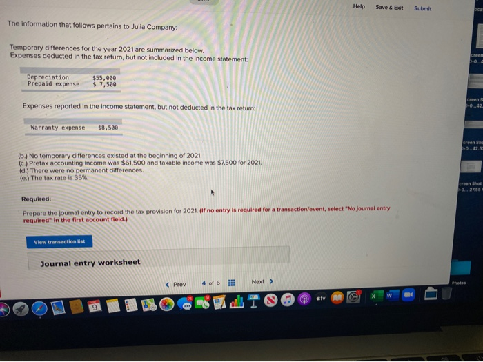  Help Save & Exit Submit The information that follows pertains to