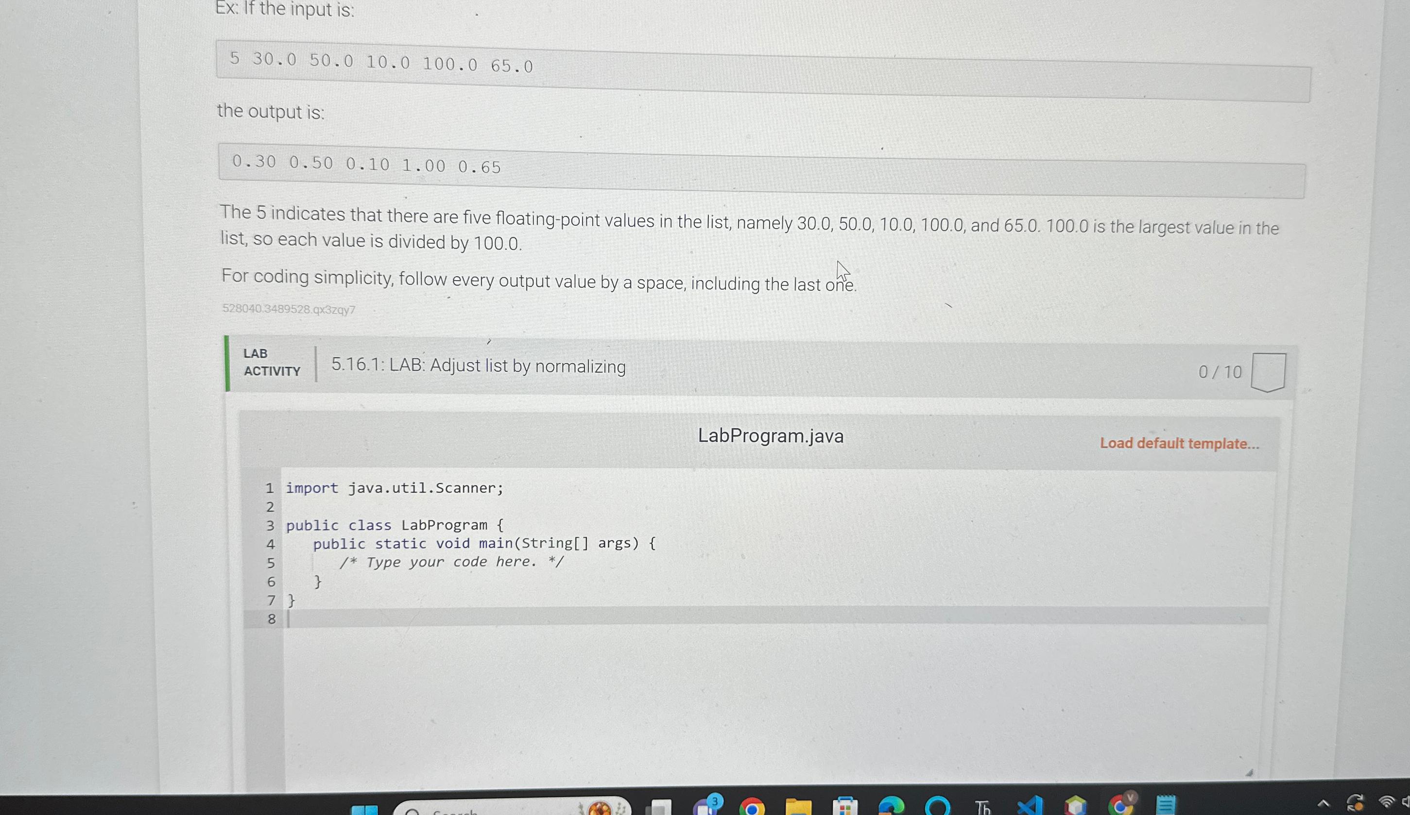 Ex: If the input is: 530.050.010.0100.065.0 the output is: 0.30,0.50,0.10,1.00,0.65 The