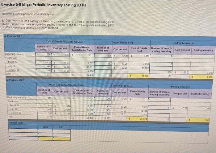 below. (Algo) [The following information applies to the questions oisplayea below] Hemming