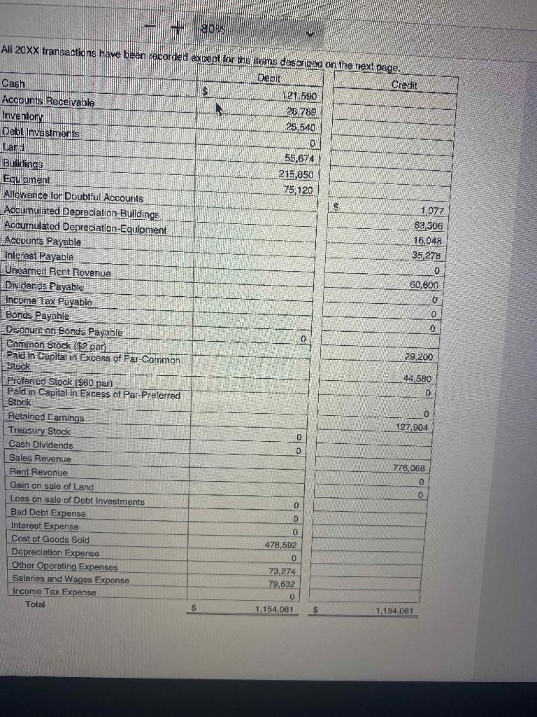 1 + 30% Unrecorded transactions: Round all calculations if necessary to o