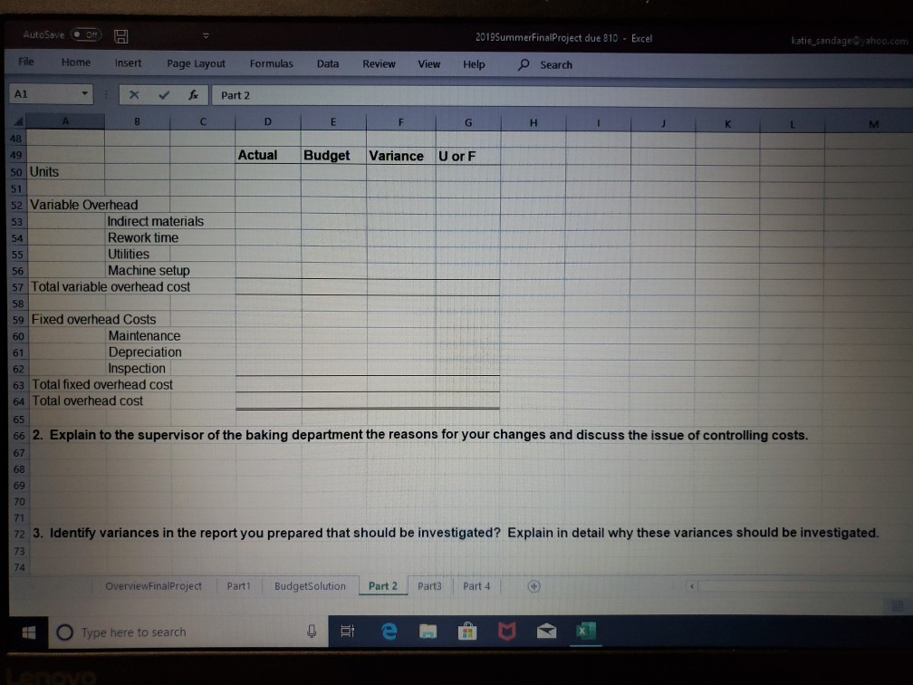 know what I did wrong. 2019SummerFinalProject due 810 - Excel katie_sandage@yahoo.com AutoSave
