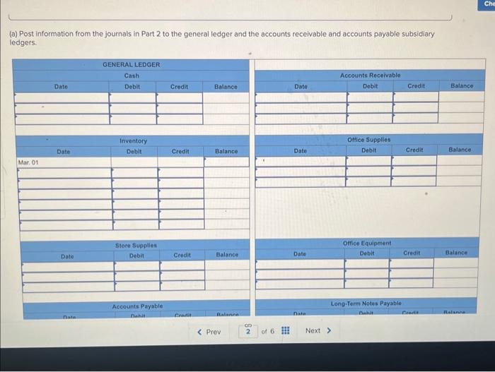 in Part 2 to the general ledger and the accounts receivable and