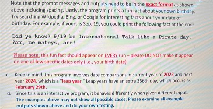 for today's date and two users' birthdays and prints information about them.