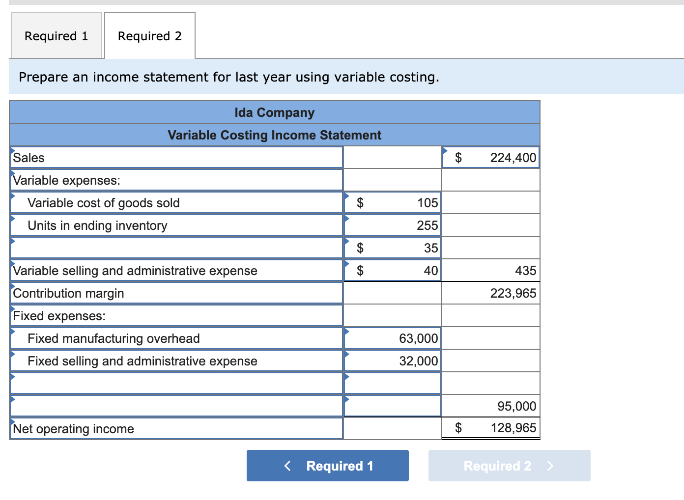 drop down options do not make sense there are no direct material