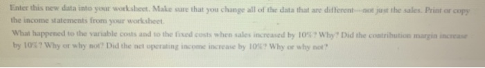 change all of the data that are different not just the sales.