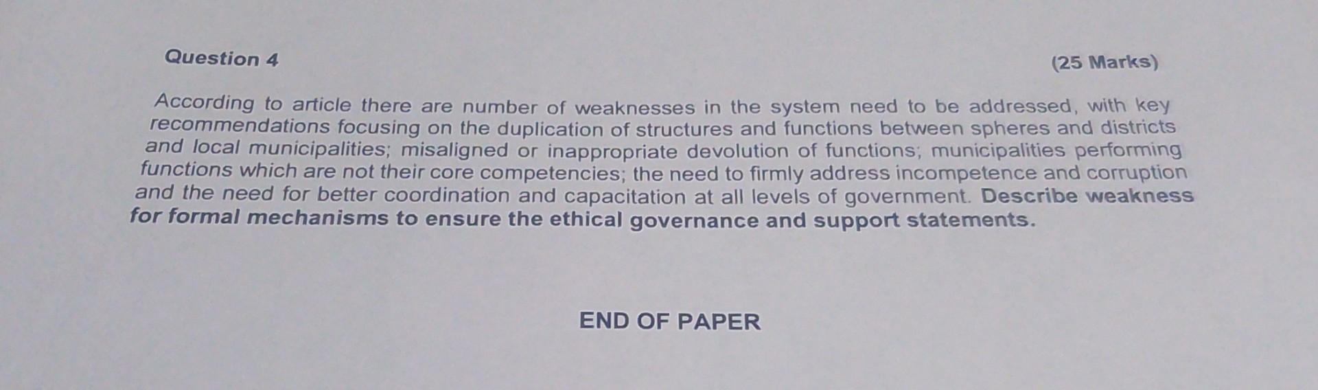 Question 4 (25 Marks) According to article there are number of